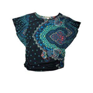 Sumesuyu Women's Multi-Color Boho Print Top‎  Size L
